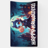 Vampier eten Snoep Happy Halloween Spandoek (Verticaal)
