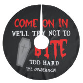 Vampier Familie Halloween Rode Bloed Kist Custom Kerstboom Rok (Voorkant)