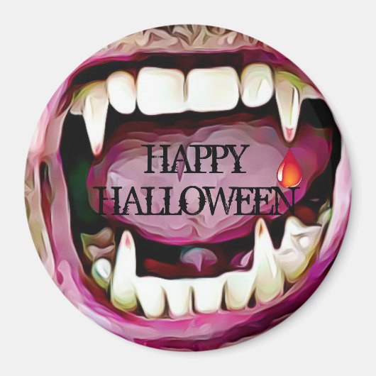 Vampier Fangs met Blood Drop Halloween Button Magneet (Voorkant)