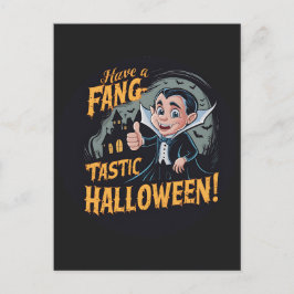 Vampier Funny heeft een Fang-Tastic Halloween Briefkaart
