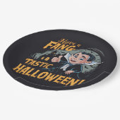 Vampier Funny heeft een Fang-Tastic Halloween Papieren Bordje (Gekanteld)