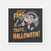 Vampier Funny heeft een Fang-Tastic Halloween Servet (Voorkant)