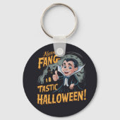 Vampier Funny heeft een Fang-Tastic Halloween Sleutelhanger (Achterkant)