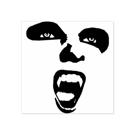 Vampier Gezicht Fangs Horror Gotische kunst Rubberstempel (Afrduk)