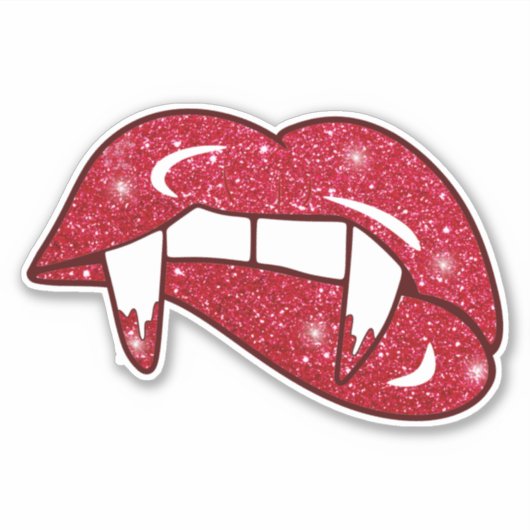 Vampier Glitter Lippen Rood Monster Fangs Sticker (Voorkant)