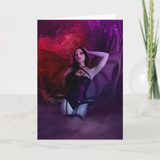 Vampier Gothic Vrouw Wenskaarten Kaart (Voorkant)