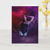 Vampier Gothic Vrouw Wenskaarten Kaart (Gele Bloem)