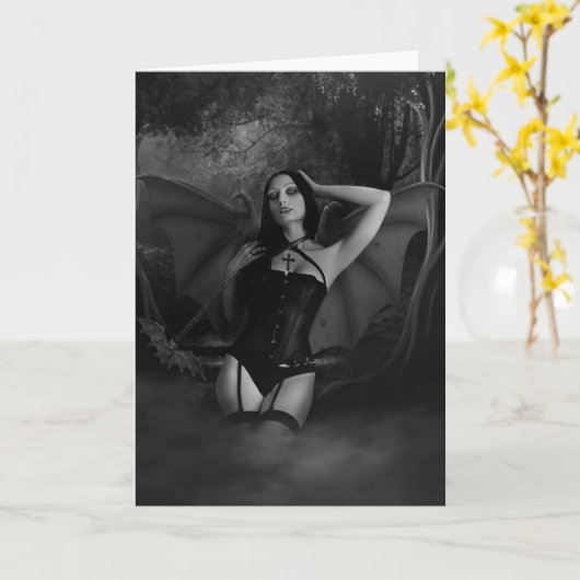 Vampier Gotisch Wenskaart Kaart (Gele Bloem)