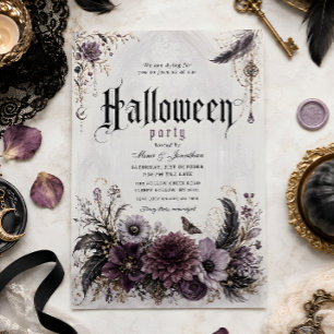 Vampier gotische bloemige Halloween-feestuitnodigi Kaart