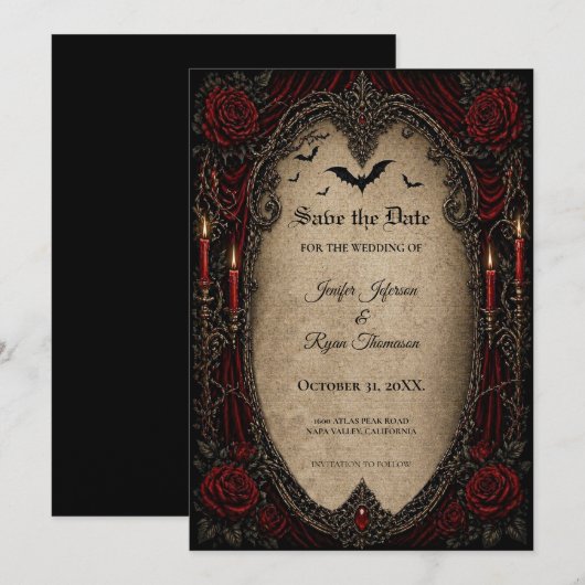Vampier gotische Save the date uitnodiging (Voorkant / Achterkant)