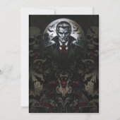 Vampier & Gotische Skulls Halloween Party Kaart (Achterkant)
