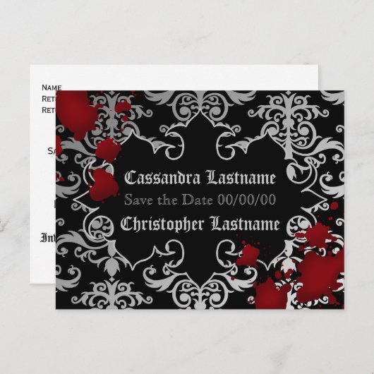 Vampier Halloween bruiloft | De datum opslaan Aankondigingskaart (Voorkant / Achterkant)