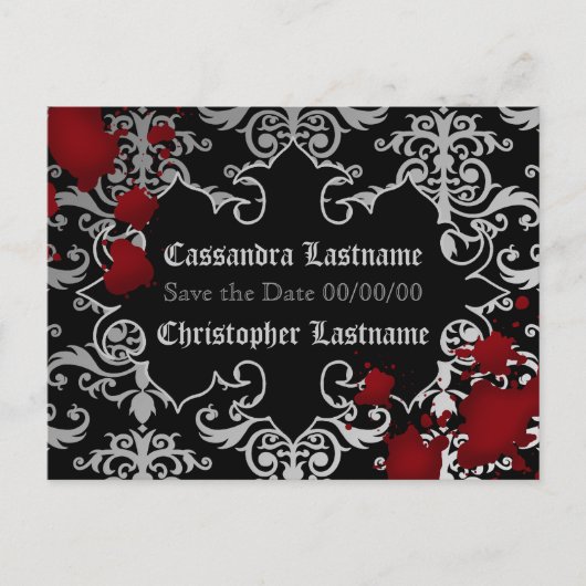 Vampier Halloween bruiloft | De datum opslaan Aankondigingskaart (Voorkant)