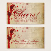 Vampier Halloween Drink Voucher Fake Blood Red Visitekaartjes (Voorkant /achterkant)
