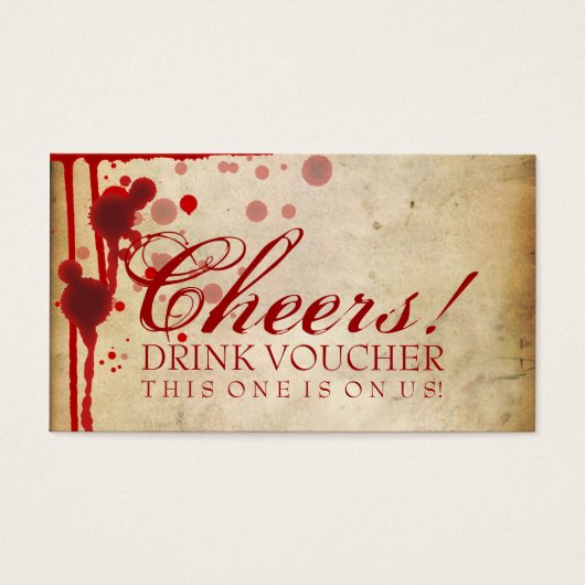Vampier Halloween Drink Voucher Fake Blood Red Visitekaartjes (Voorkant)