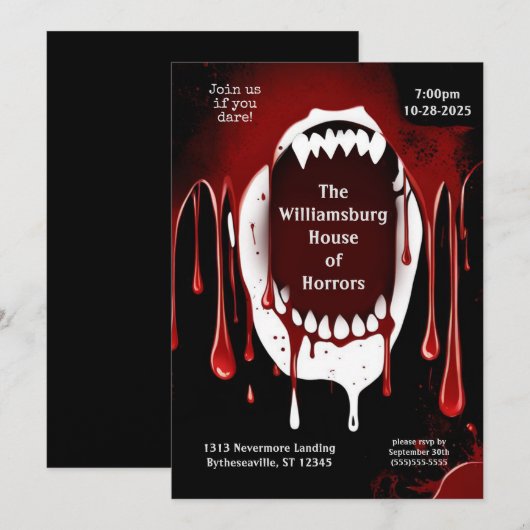 Vampier Horror Haunted Halloween Kaart (Voorkant / Achterkant)