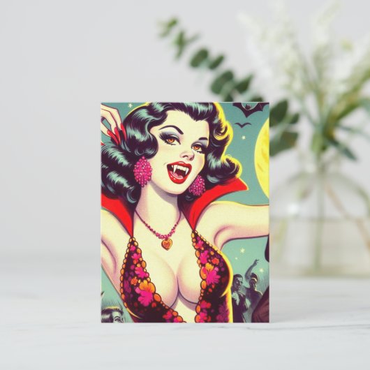  Vampier Horror Meisje Briefkaart (Staand voorkant)