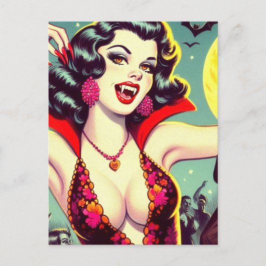  Vampier Horror Meisje Briefkaart (Voorkant)