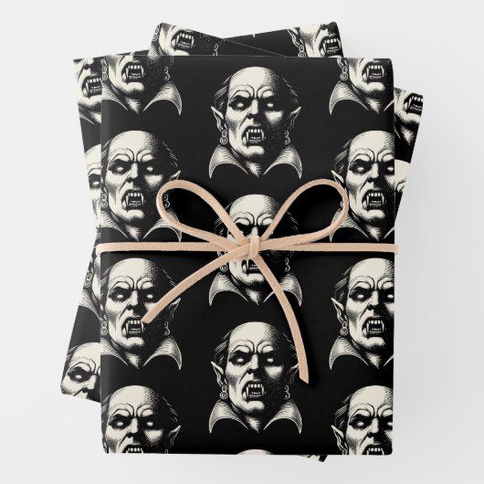 Vampier Horror Scary Spooky Wrapping Papier Bladen Inpakpapier Vel (In situ)