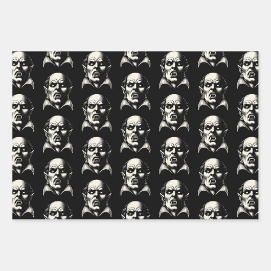 Vampier Horror Scary Spooky Wrapping Papier Bladen Inpakpapier Vel (Voorkant)