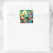  vampier horror strips vierkante sticker (Tas)