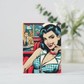 Vampier in het retro diner briefkaart (Staand voorkant)