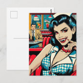 Vampier in het retro diner briefkaart (Voorkant / Achterkant)