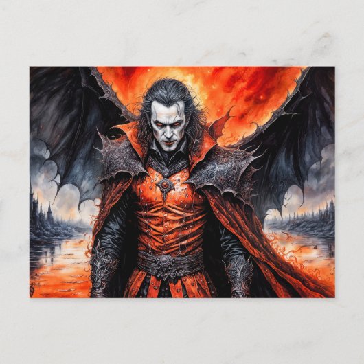 Vampier in het rode maanlicht briefkaart (Voorkant)