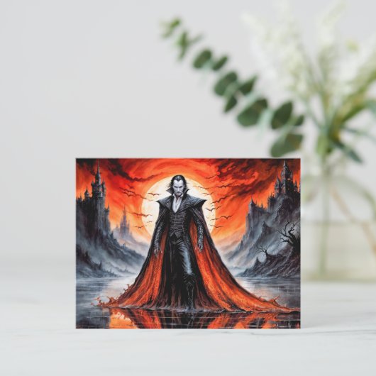 Vampier in het rode maanlicht briefkaart (Staand voorkant)
