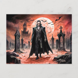 Vampier in Moonlit Graveyard Briefkaart