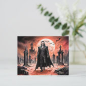 Vampier in Moonlit Graveyard Briefkaart (Staand voorkant)