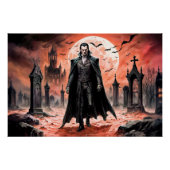 Vampier in Moonlit Graveyard Perfect Poster (Voorkant)