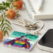 Vampier in regenboogvlag kleding sleutelhanger (Voorkant Rechts)