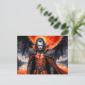 Vampier in rood maanlicht briefkaart (Staand voorkant)