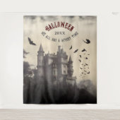 Vampier Kasteel Halloween Foto Booth Achtergrond Wandkleed (Voorkant)