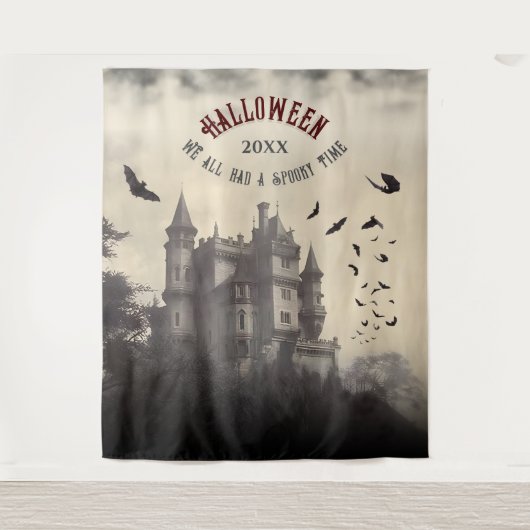 Vampier Kasteel Halloween Foto Booth Achtergrond Wandkleed (Voorkant)