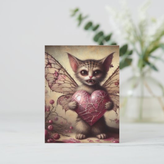 Vampier Kat Fairy Briefkaart (Staand voorkant)