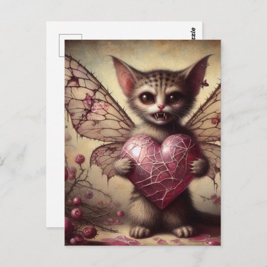 Vampier Kat Fairy Briefkaart (Voorkant / Achterkant)