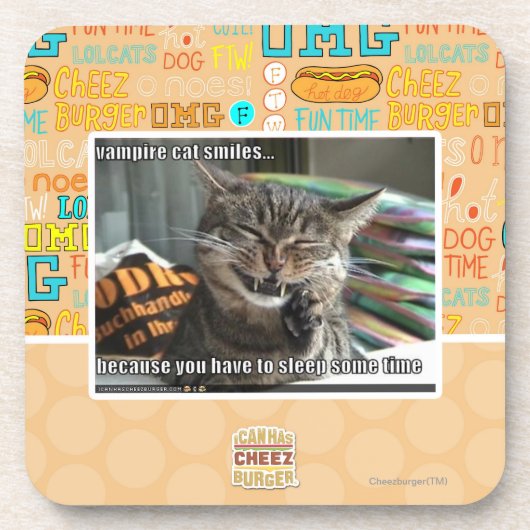 vampier-kat glimlacht drankjes onderzetter (Voorkant)