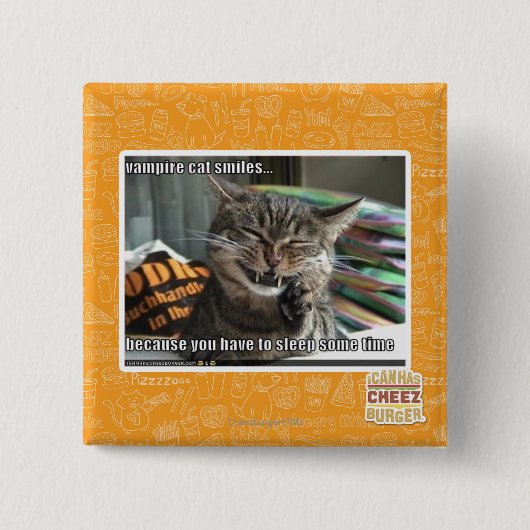 vampier-kat glimlacht vierkante button 5,1 cm (Voorkant)