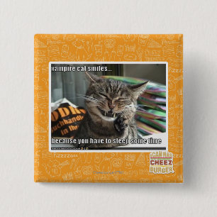 vampier-kat glimlacht vierkante button 5,1 cm