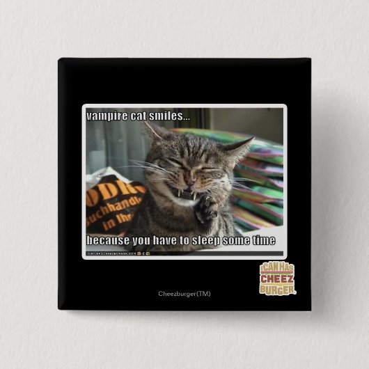 vampier-kat glimlacht vierkante button 5,1 cm (Voorkant)