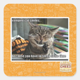 vampier-kat glimlacht vierkante sticker