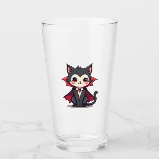 Vampier Kat � Leuke Halloween Huisdier T-shirt Glas (Voorkant)