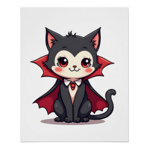 Vampier Kat � Leuke Halloween Huisdier T-shirt Perfect Poster