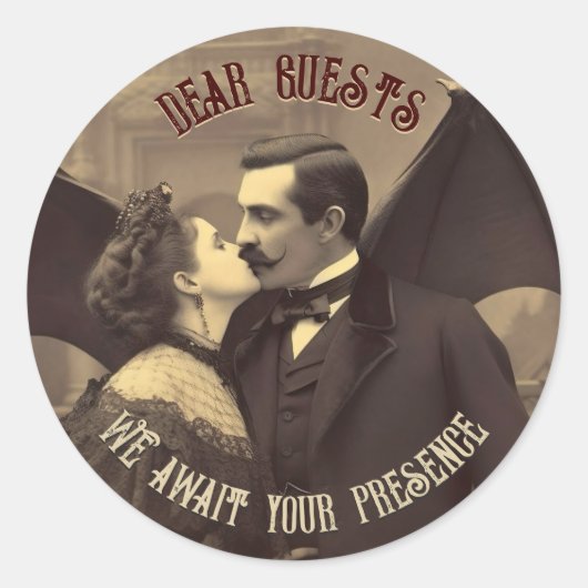 Vampier Kiss  Dracula Kissing Halloween Ronde Sticker (Voorkant)