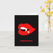 Vampier Lip Halloween Wenskaart Kaart (Gele Bloem)