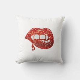 Vampier Lippen in Faux Glitter met Druppelend Bloe Kussen