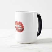 Vampier Lippen in Faux Glitter met Druppelend Bloe Magische Mok (Voorkant rechts)