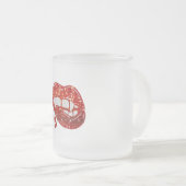 Vampier Lippen in Faux Glitter met Druppelend Bloe Matglas Koffiemok (Voorkant rechts)